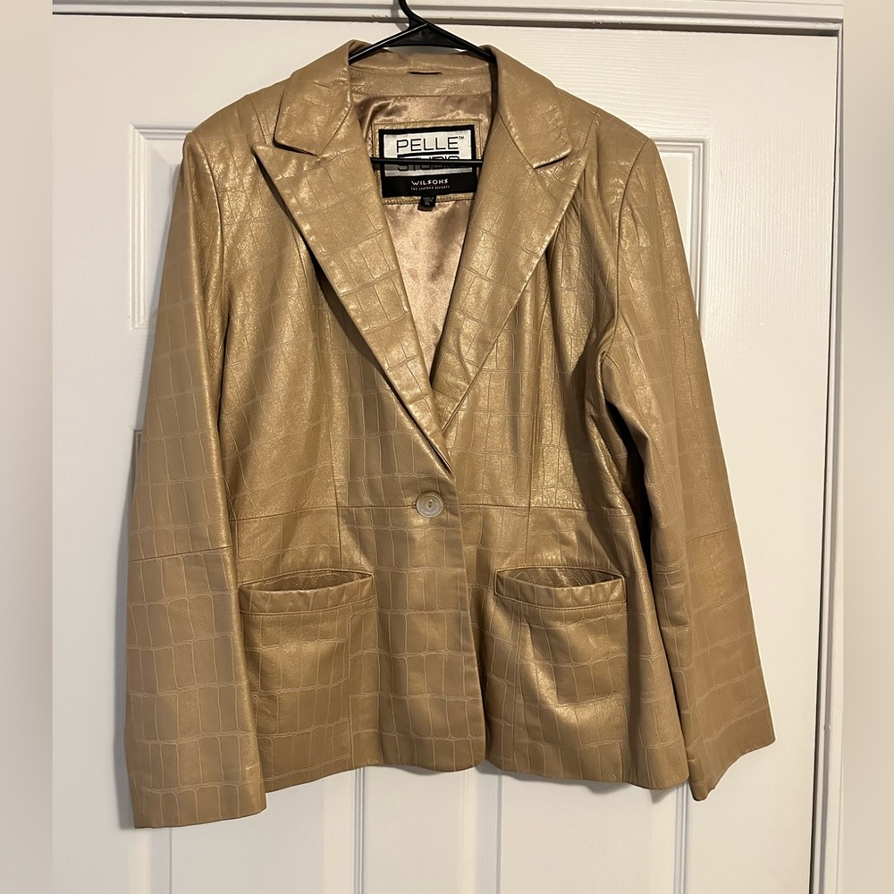 Elle Women's Tan Jacket Genuine Leather